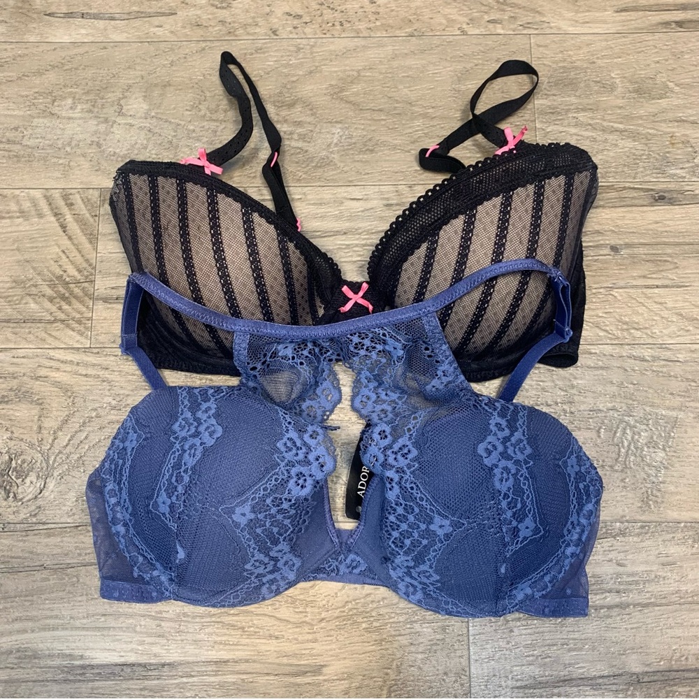 Betsy Johnson Adore Me 2 Underwired Lace Bras Lined Push Up - Picture 11 of 11